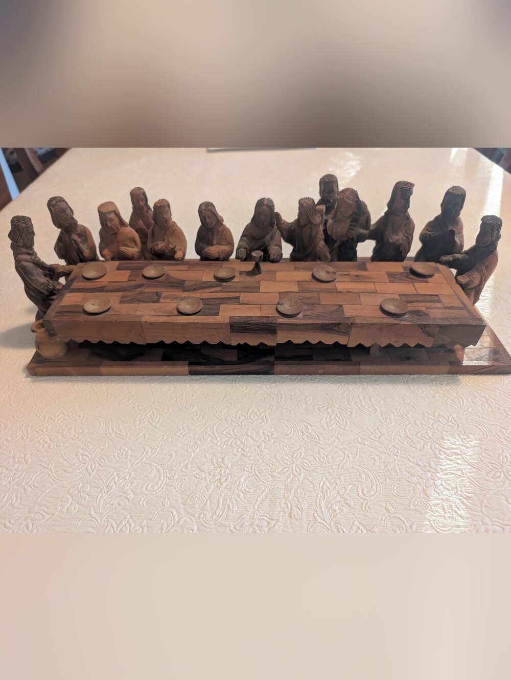 Vintage Handcrafted Olive Wood The Last Supper